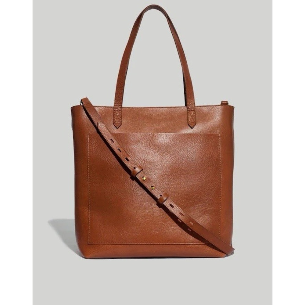 Madewell The Zip-Top Medium Transport Tote In English Saddle Brown NWT